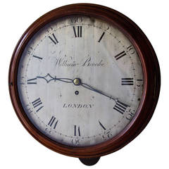 Antique Brass Dial Fusee Wall Clock Signed "William Brooke, London"