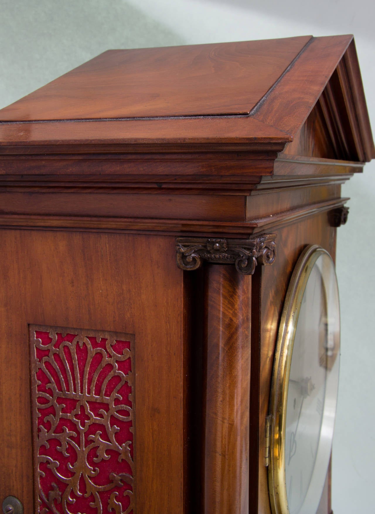 English Mahogany Bracket Clock Signed Savory & Sons, Cornhill For Sale