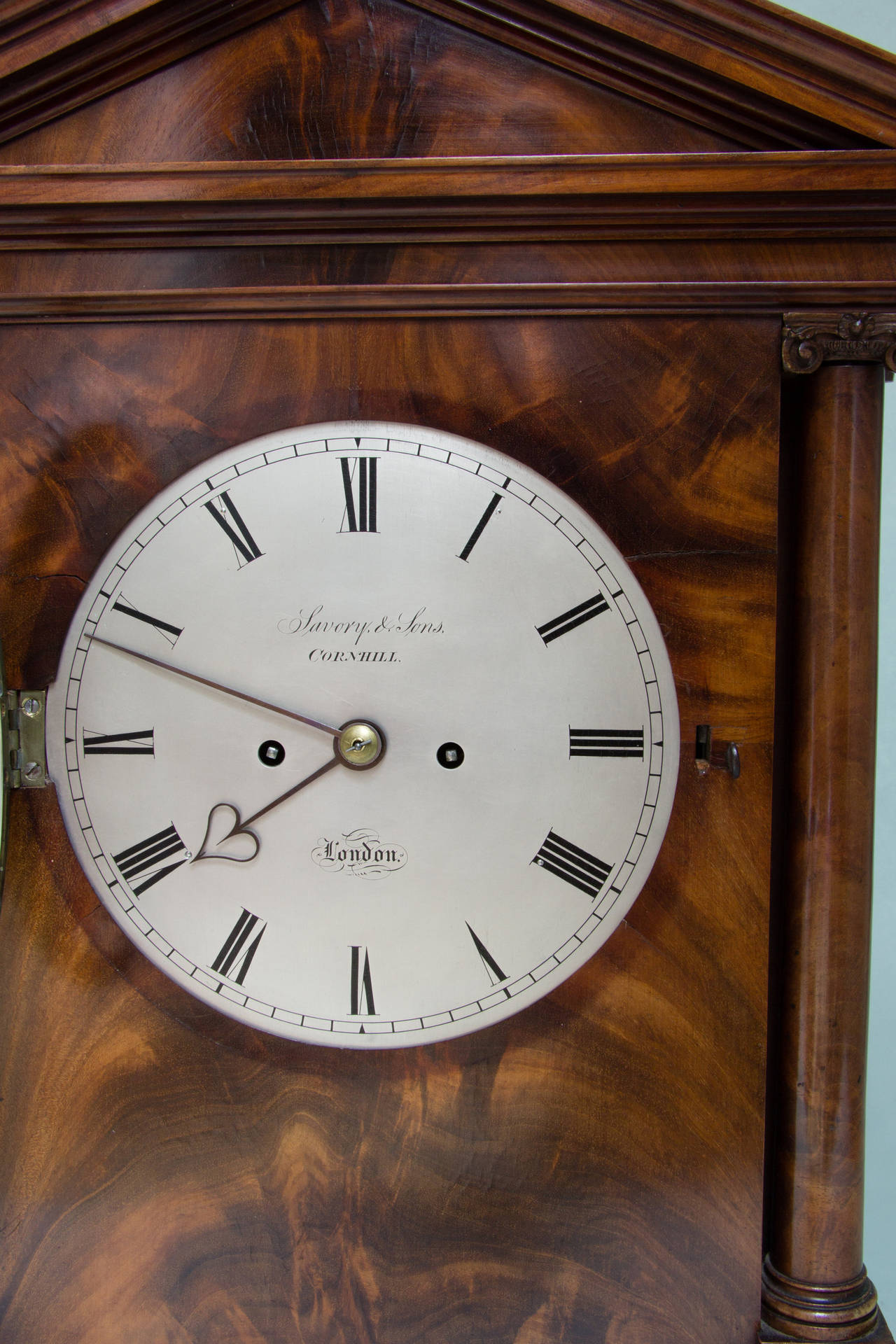 Mahogany Bracket Clock Signed Savory & Sons, Cornhill In Good Condition For Sale In Kent, GB
