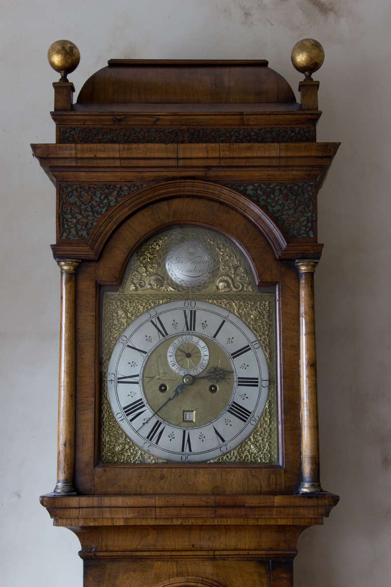 English George I Walnut Longcase Clock Signed John Mason, London.