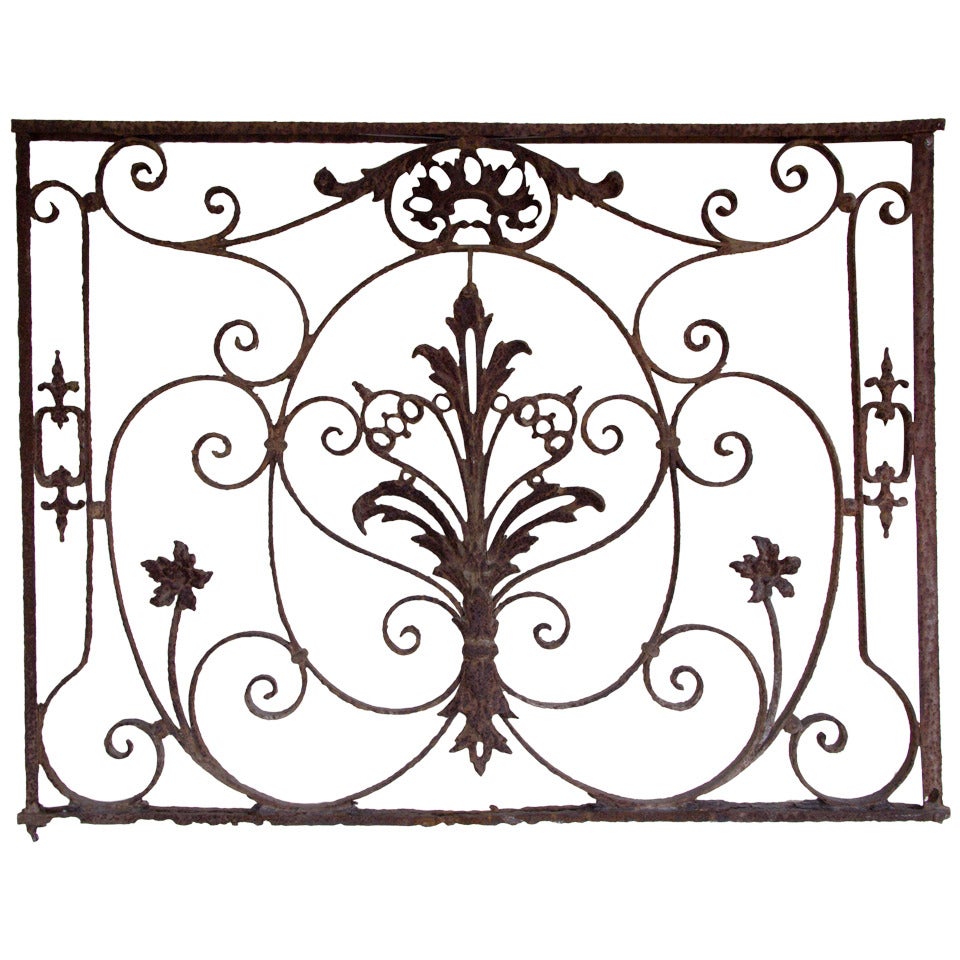 French Wrought Iron Grille For Sale