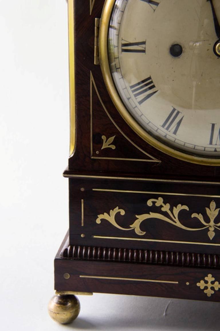 19th Century Rosewood Bracket Clock Signed Thwaites & Reed For Sale