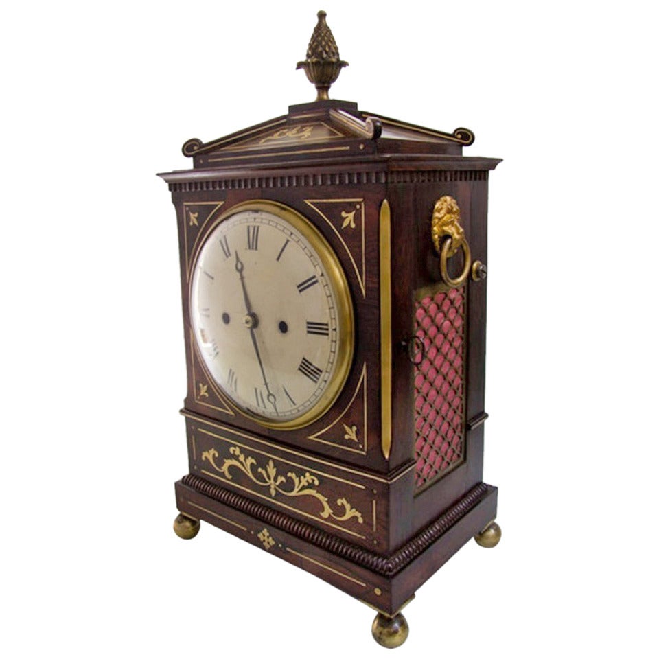 Rosewood Bracket Clock Signed Thwaites & Reed For Sale