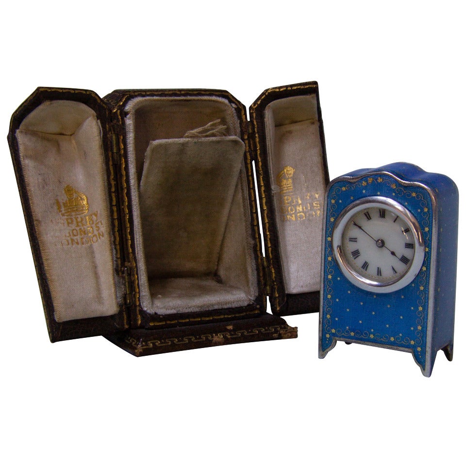 Miniature Silver Asprey's Carriage Clock No. 2264 For Sale