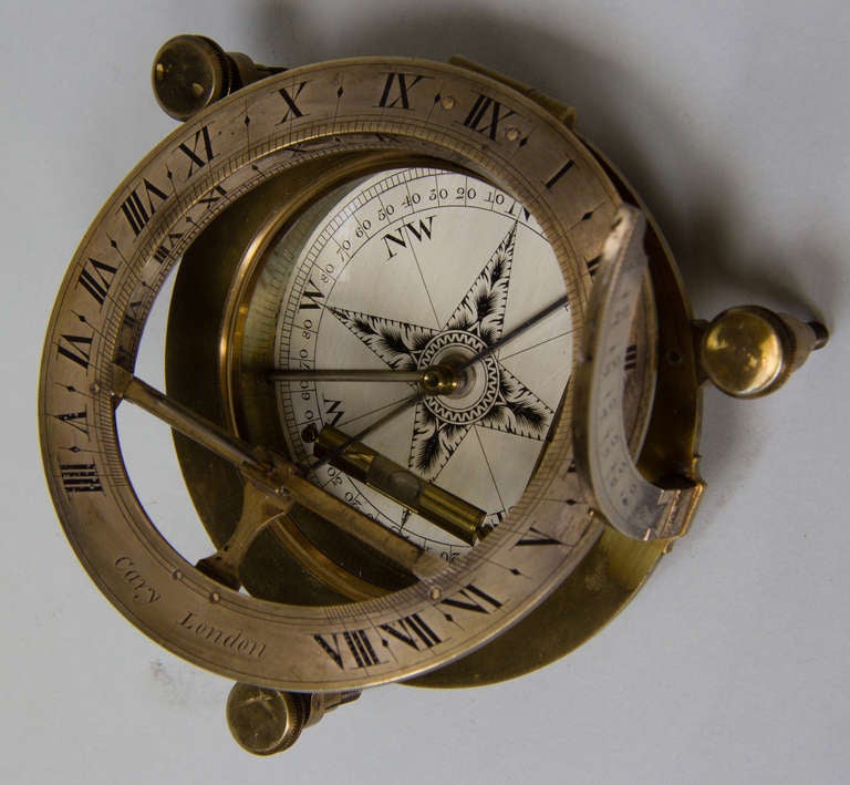 English Portable Equinoctial Sundial Signed Cary, London