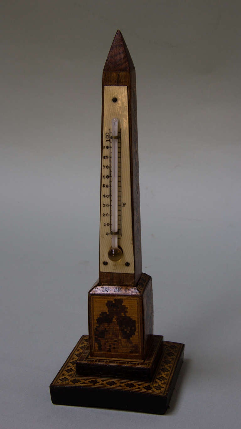 Tunbridge Ware Obelisk Thermometer circa 1900