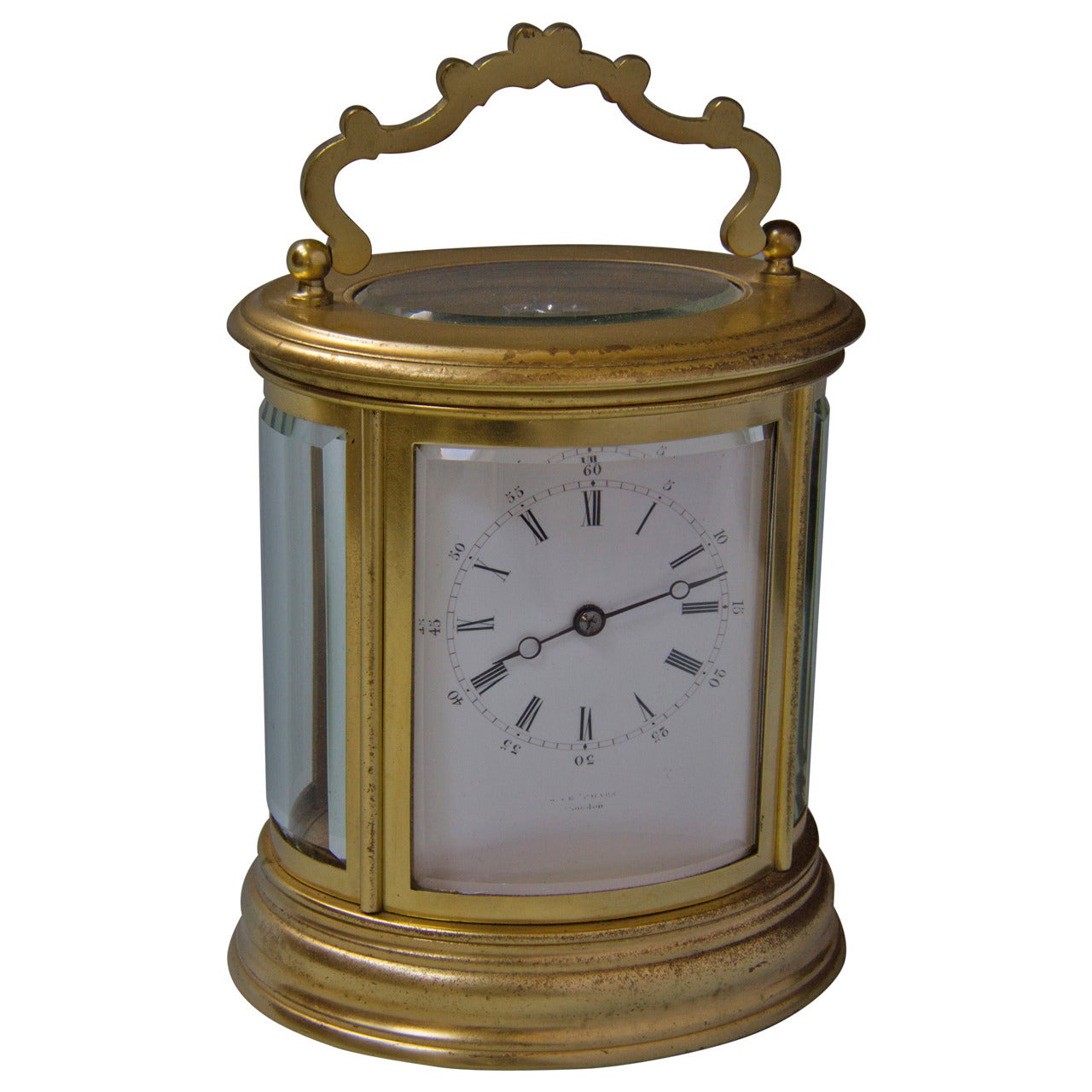 Oval French carriage clock signed Drocourt, No. 9790. For Sale