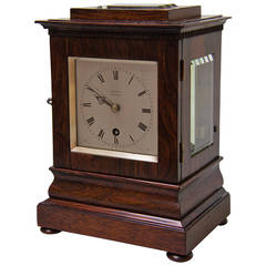 Small rosewood library clock signed J Bennett, Norwich.
