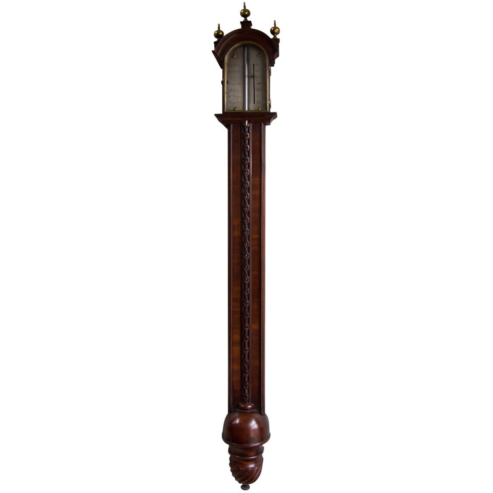 George I Walnut Stick Barometer For Sale
