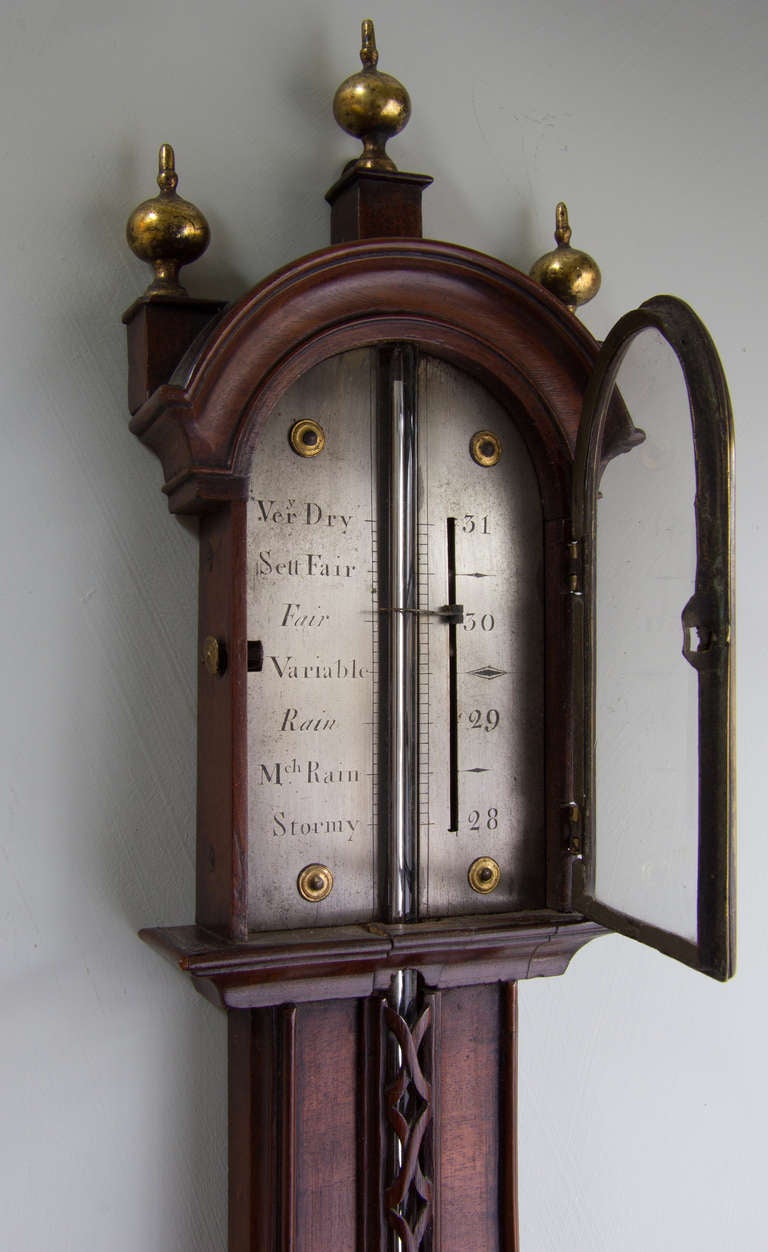 18th Century and Earlier George I Walnut Stick Barometer For Sale