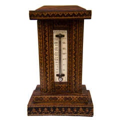 Antique Tunbridge Ware Thermometer Signed H Hollamby