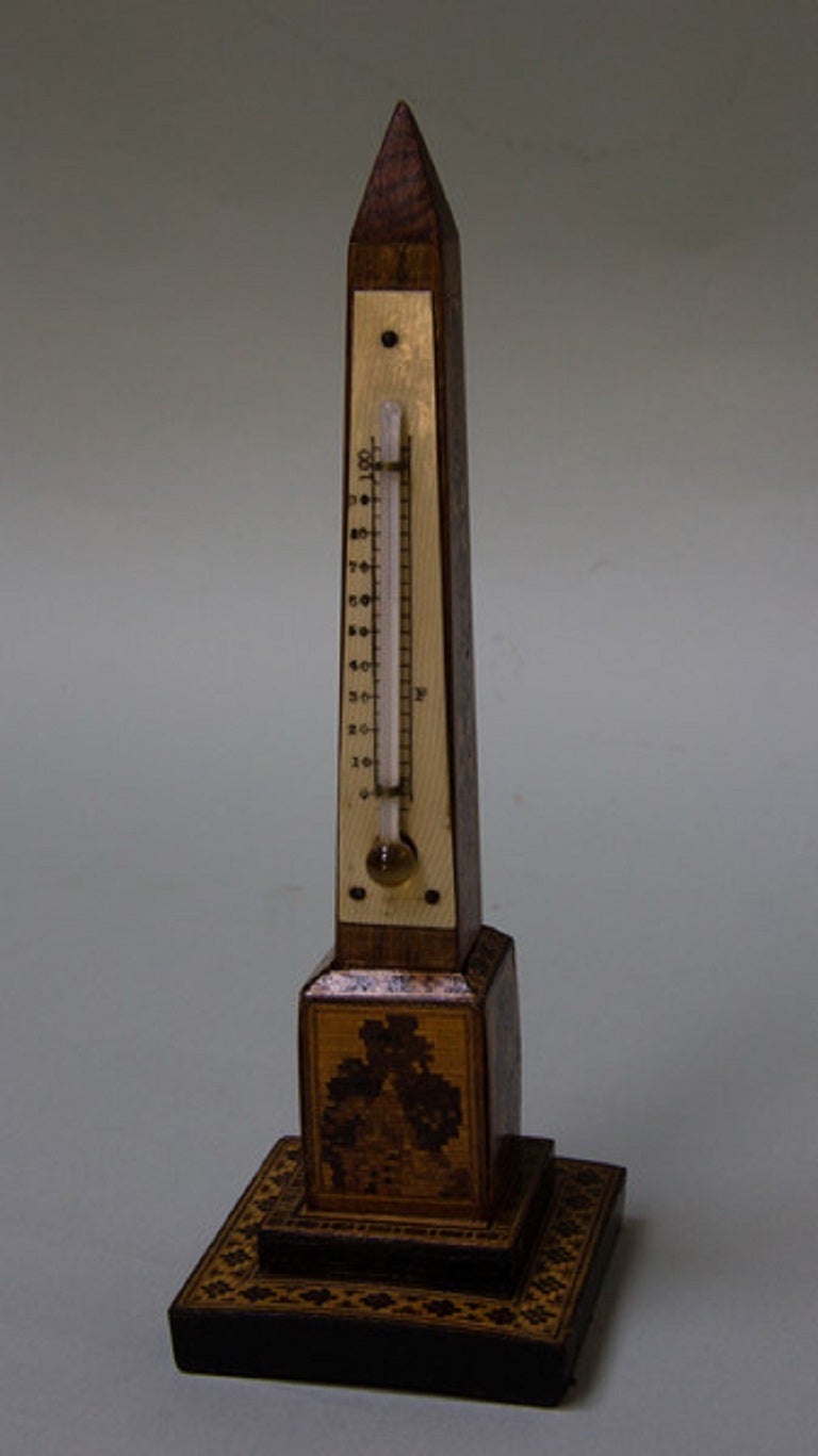 Tunbridge Ware obelisk thermometer