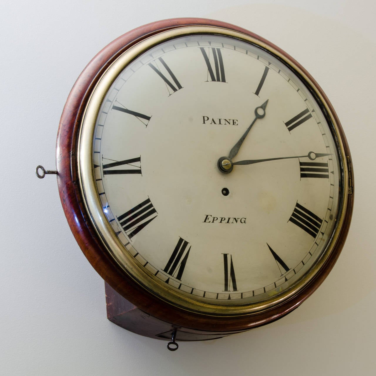 Eight day fusee dial clock signed Paine Epping.