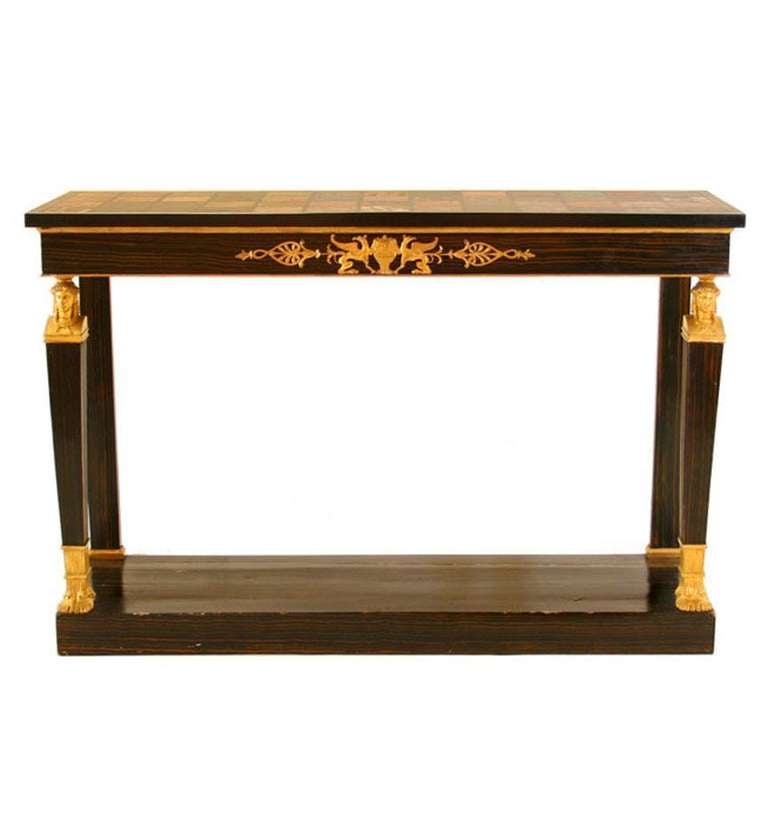 English Regency Specimen Marble-topped Faux Rosewood Pier Table