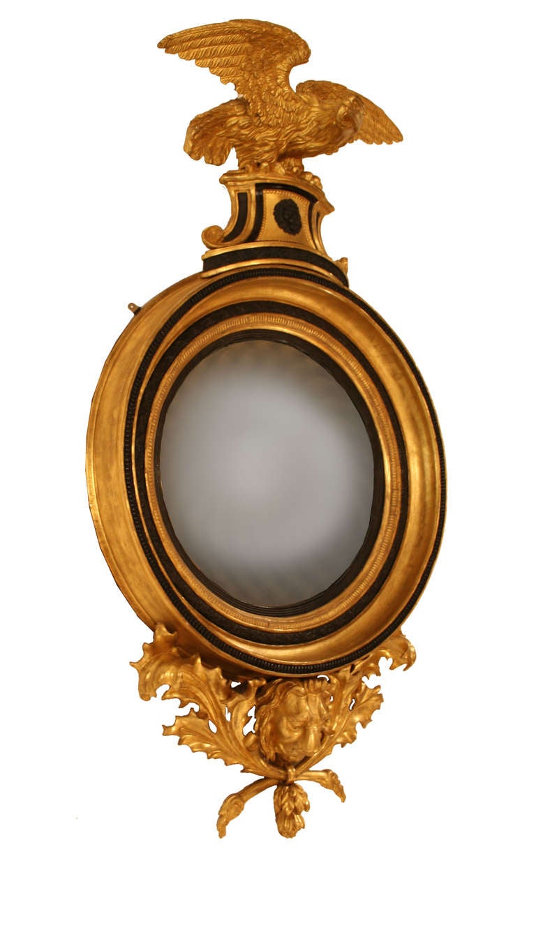 A Regency Giltwood Convex Mirror