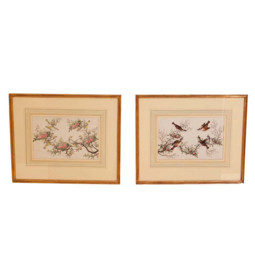 Set of Chinese Rice Paper Paintings For Sale at 1stDibs