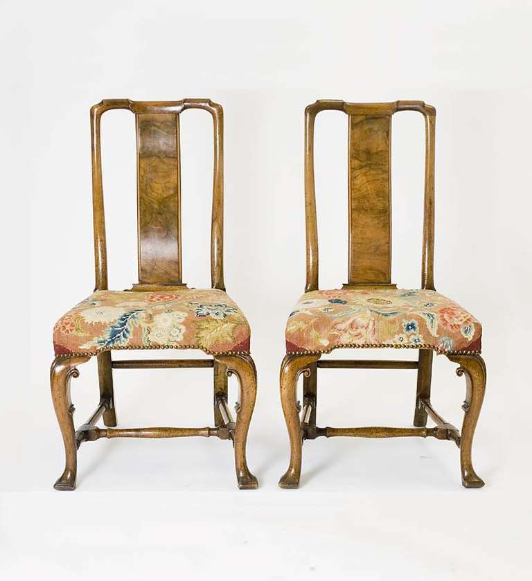 Pair of George I Walnut Side Chairs