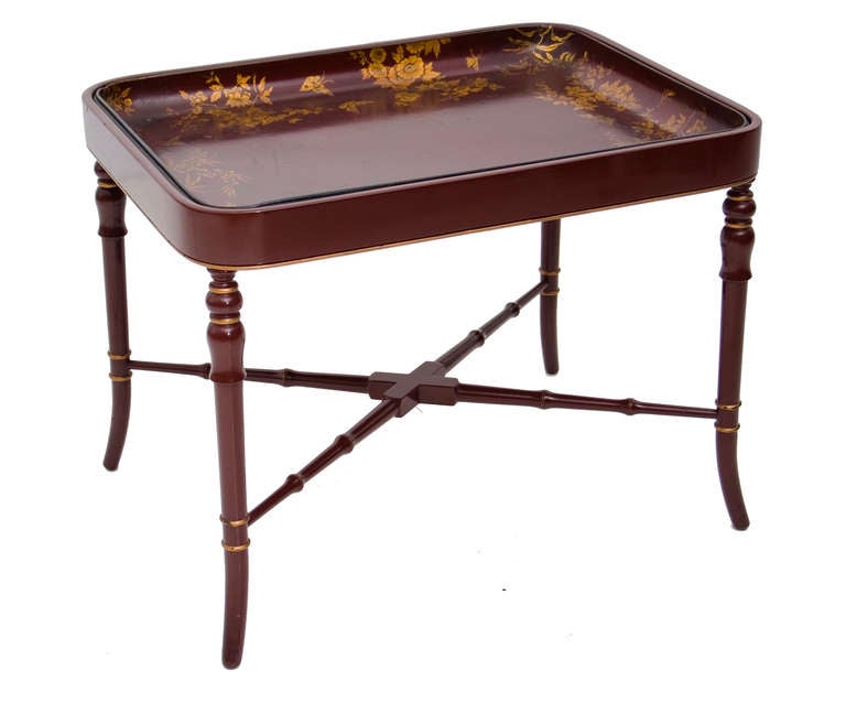 Victorian Burgundy Papier Mache Tray