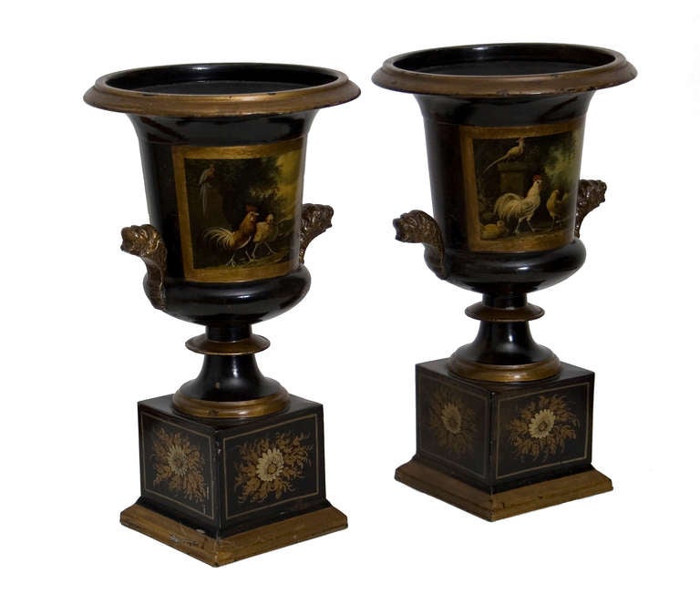 Pair of Tole Urns