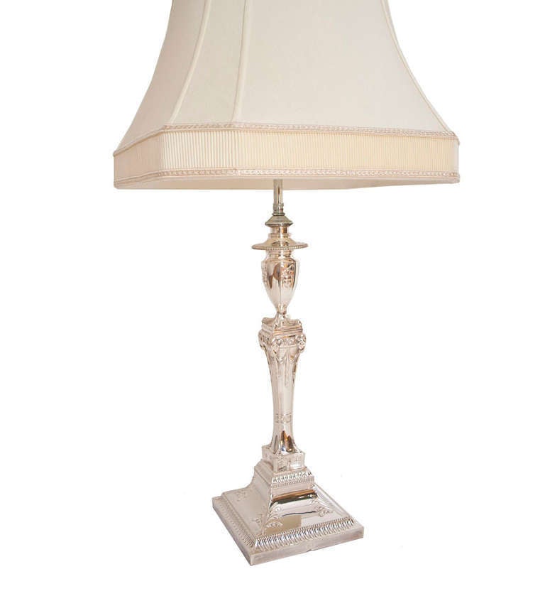 Silver Plate Column Lamp