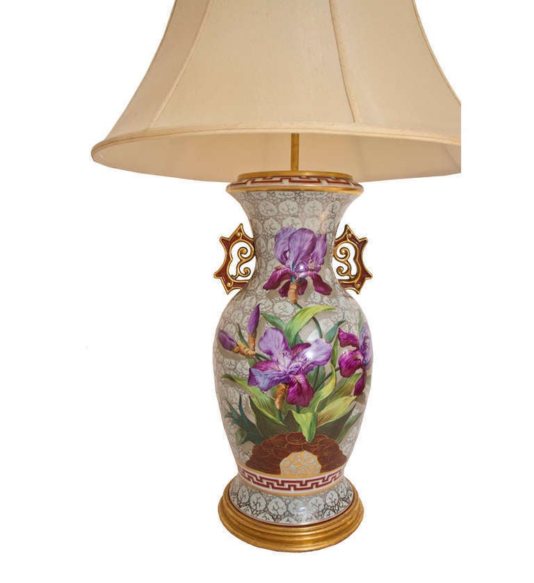 French Porcelain Vase Mounted as a Lamp