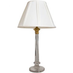 19th C. Glass Corintian Column Lamp