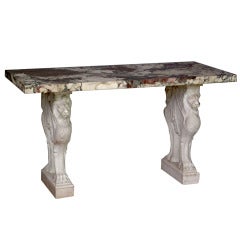 Marble Trestle Table with Lion Monopoida Supports