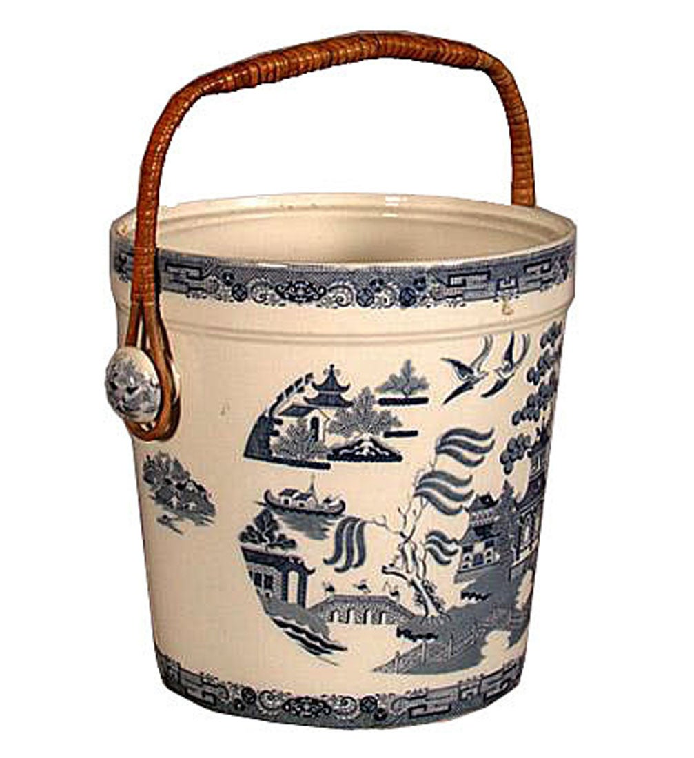 Spode Willow Pattern Pail with Bamboo Handle