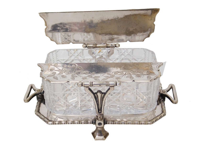 Victorian Cut Crystal and Silver Plate Mounted Sweetmeat Dish