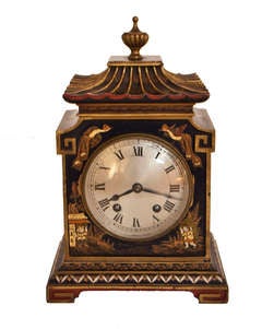 English Chinoiserie Lacquered Bracket Clock