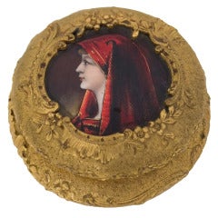 French Gilt Metal and Enamel Covered Box