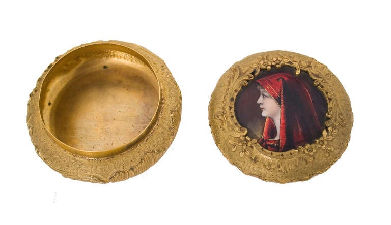 French Gilt Metal and Enamel Covered Box