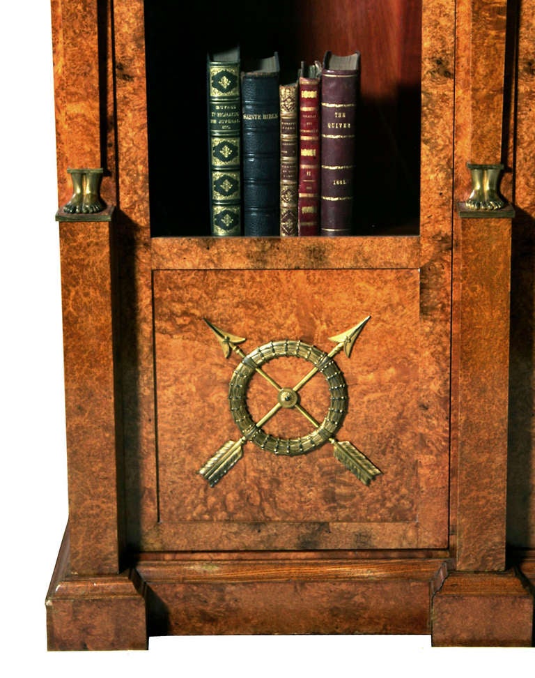 Empire Revival Amboyna Bookcase or Bibioteque