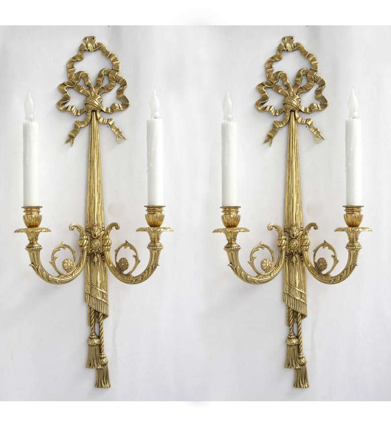 Pair of Brass Bowknot Sconces