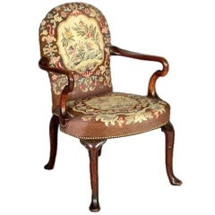 Antique Queen Anne Walnut Armchair