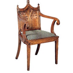 Regency Gothic Oak Armchair