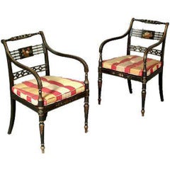 Antique Pair of George III Painted Armchairs