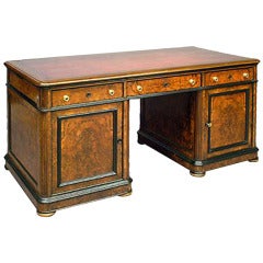 19th C. Walnut Pedestal Desk