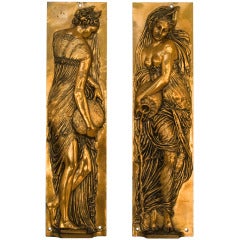 19th C. French Gilt Bronze Plaques Signed Barbedienne
