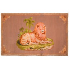 Large Neoclassical Needlework of a Lion in a Landscape
