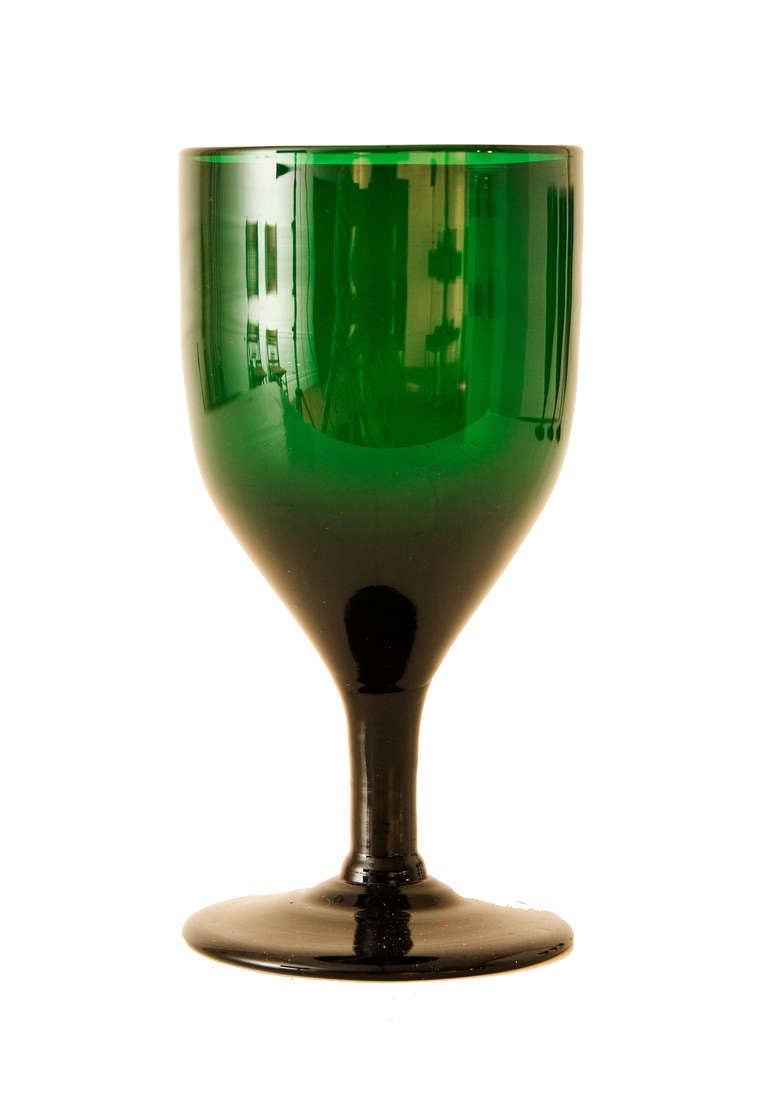 A Set of Ten Regency Green Wine Glasses