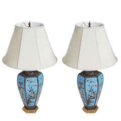 Pair of Chinese Cloisonne Lamps