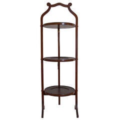 Antique Mahogany Tree-Tiered Muffin Stand