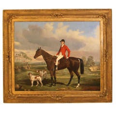 Hunt Painting Depicting a Red-Coated Gentleman