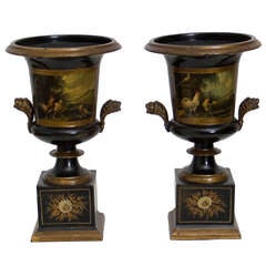 Pair of Tole Urns
