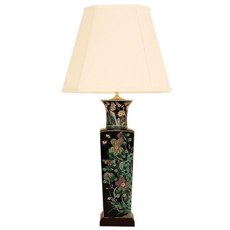 Chinese Famille Noire Lamp For Sale