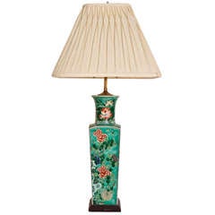 Chinese Porcelain Square Vase Mounted as a Lamp