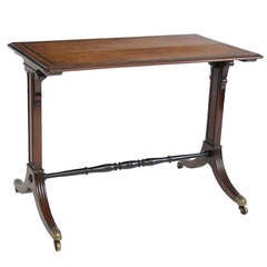 A Pair of Regency Walnut Trestle-End Side Tables