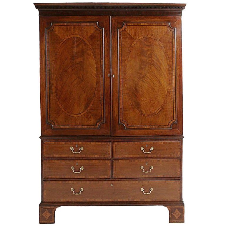 George III Mahogany Linen Press For Sale