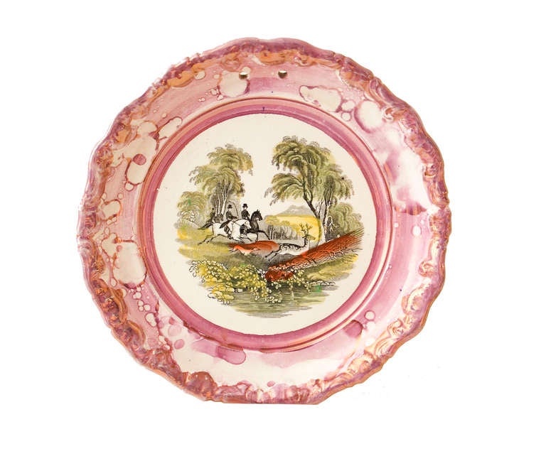 Pair of Sunderland Lusterware Circular Plaques